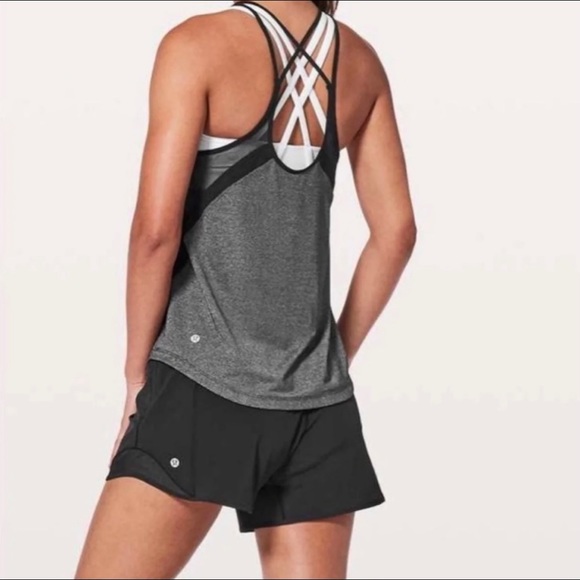 Lululemon Run Off Route Sheer Tank Top Racerback Crisscross Strappy Back Black 8 - Picture 3 of 15